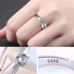 Bague Fiançailles Diamant Princesse -Princesse Magique Cosplay Boutique Bague de fian ailles de mariage en argent 925 pour femmes orn e de cristaux de