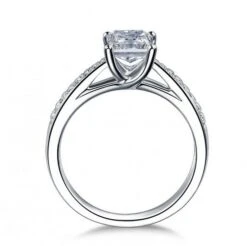 Bague Diamant Forme Princesse -Princesse Magique Cosplay Boutique Bague en argent Sterling 100 pur 925 bijoux de luxe Solitaire fait la main 5A coupe 1