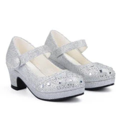 Chaussure Talon Haut Fillette -Princesse Magique Cosplay Boutique Chaussures de princesse talons hauts pour filles sandales de soir e avec strass scintillants pour enfants 2