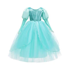 Robe De Princesse Bleu Turquoise 7 Robe De Princesse Bleu Turquoise -Princesse Magique Cosplay Boutique Costume de sir ne d halloween pour filles robe de bal princesse Disney Ariel frocs de 2