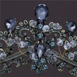 Couronne Noire -Princesse Magique Cosplay Boutique KMVEXO bandeau diad me de mariage noir Baroque accessoires de cheveux en strass couronnes Vintage bijoux 3