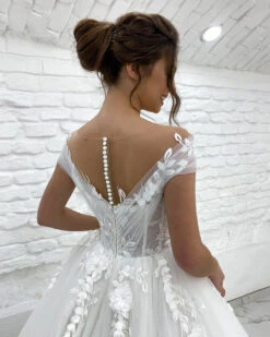 Robe De Mariée Princesse Dentelle Avec Traine -Princesse Magique Cosplay Boutique LORIE robe De mari e De princesse paules d nud es en dentelle 3D style Boho 5
