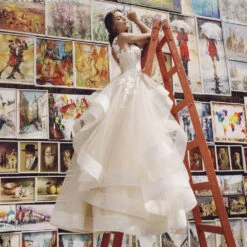 Robe De Mariée Princesse Couleur Champagne -Princesse Magique Cosplay Boutique Robe de mari e Champagne en dentelle grande taille exquise volants pour femmes 2 1