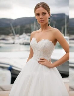 Robe De Mariée Princesse Femme -Princesse Magique Cosplay Boutique Robe de mari e en Tulle blanc sans bretelles en Vogue bon march Auknia Slubna collection 1 1
