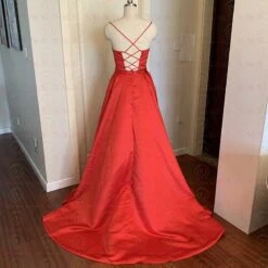 Robe Bal De Promo Rouge -Princesse Magique Cosplay Boutique Robe de soir e Sexy col en V profond rouge pour occasions sp ciales avec poches 1 1