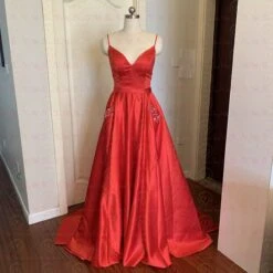 Robe Bal De Promo Rouge -Princesse Magique Cosplay Boutique Robe de soir e Sexy col en V profond rouge pour occasions sp ciales avec poches 2
