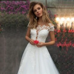 Robe De Mariée Princesse Dos Dentelle 5 Robe De Mariée Princesse Dos Dentelle -Princesse Magique Cosplay Boutique SoDigne robe de mari e en dentelle ivoire motif floral 3D coupe trap ze en Tulle