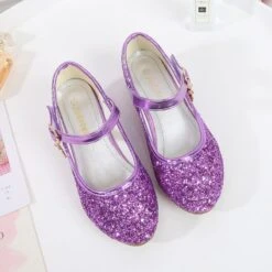 Chaussures Fille Paillettes -Princesse Magique Cosplay Boutique ULKNN chaussures en cuir talons hauts pour filles chaussures d contract es fleurs et paillettes roses 1
