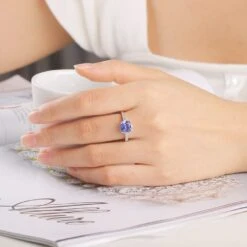 Bague Saphir Taille Princesse -Princesse Magique Cosplay Boutique UMCHO bague en argent Sterling 925 pour femme bague en pierres pr cieuses de Tanzanite pierre 1 1