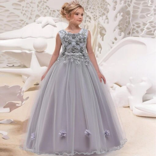 Robe Cérémonie Fille Grise
