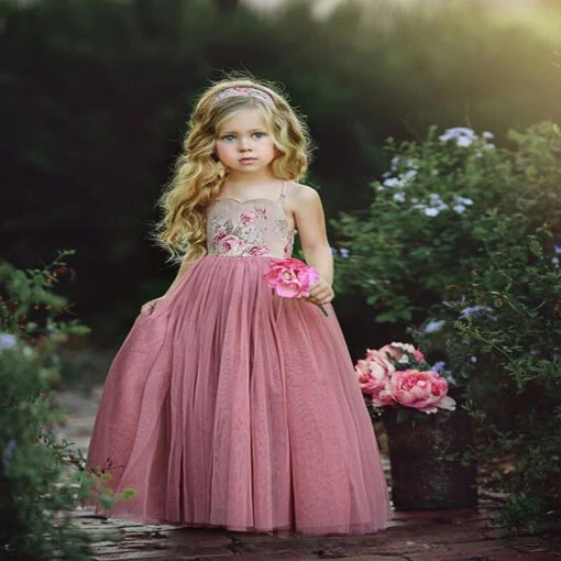 Robe Cérémonie Fille Rose Pale
