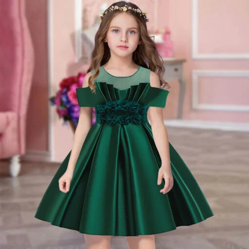 Robe Cérémonie Fille Vert Émeraude