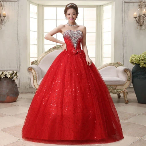 Robe De Mariée Princesse Paillette Rouge
