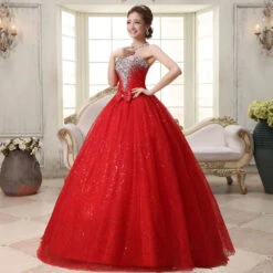 Robe De Mariée Princesse Paillette Rouge -Princesse Magique Cosplay Boutique robe de mariee rouge 1