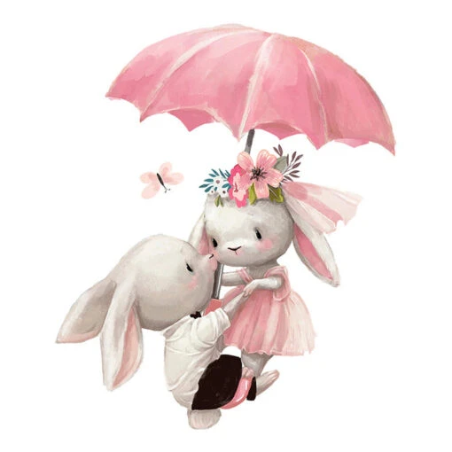 Stickers Lapin Parapluie