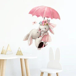 Stickers Lapin Parapluie 5 Stickers Lapin Parapluie -Princesse Magique Cosplay Boutique stickers lapin rose