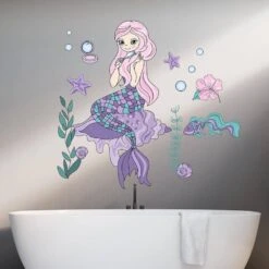 Stickers Muraux Sirène -Princesse Magique Cosplay Boutique stickers sirene salle de bain